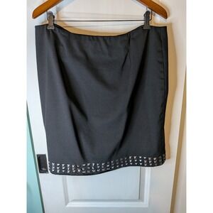 INC International Concepts Black Studded Hem Mini Skirt Plus Size 16W WPL 8046